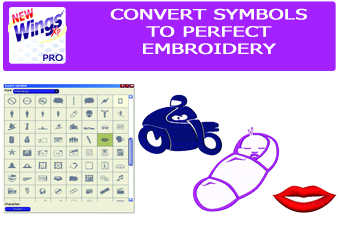 Wings XP Pro software- Convert symbols into Embroidery