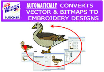 Wings XP Puncher software- Convert jpegs, bitmaps to embroidery designs 